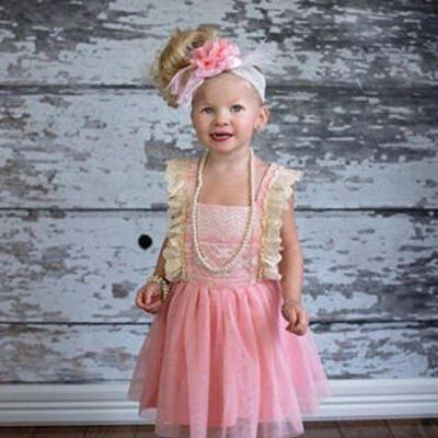 

Princess Toddler Kids Girls Pink Lace Tulle Tutu Dress Party Dresses 2-7Y