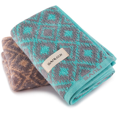 

Sanli towel home textile cotton jacquard back shape large towel 1 loaded soft strong absorbent cleansing towel couple towel 35×72cm green