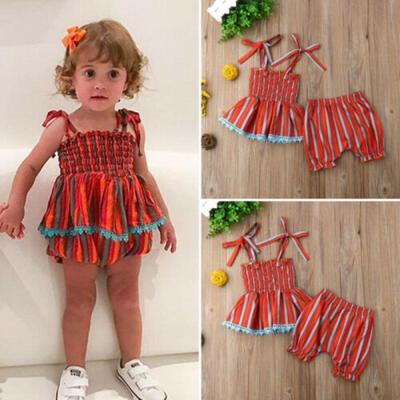 

UK Newborn Kids Baby Girl Clothes Strap Tops Dress Bloomers Shorts Summer Outfit