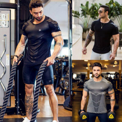 

Men Gym Sport Fitness Muscle Bodybuilding Training Cotton T-shirt Tee new