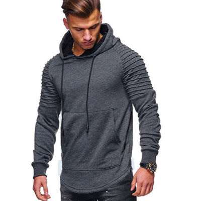 

Mens Slim Fold Long Sleeve Hoody Hoodies Jumper Pullover T Shirts Hood Tee Tops