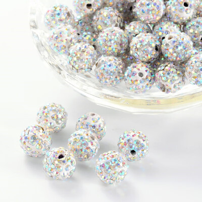 

PH PANDAHALL 100 pcs Round Clay Disc Ball Beads Polymer Clay Imitation Diamonds