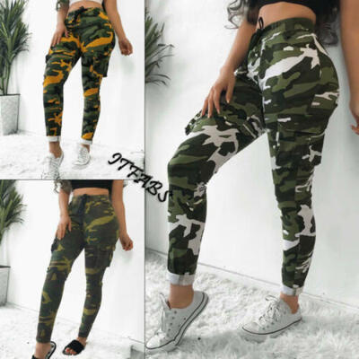 

Womens Camo Cargo Trousers Casual Pants Military Army Combat Camouflage Print UK
