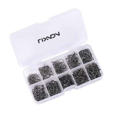 

Lixada 600pcs Fish Jig Hooks with Hole Fishing Tackle Box 3 -12 10 Sizes Carbon Steel Gold Golden