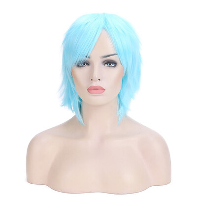 

Halloween Unisex Anime Fashion Short Wig Cosplay Party Straight Hair Cosplay Full Wigs light blue