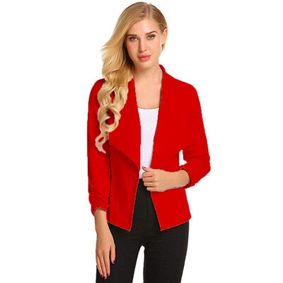 

Women Fashion Concise Business Slim Fit Lapel Solid Color All-match Long Sleeve Blazers