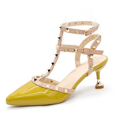 

YI XIE Europe&the United States spring&summer new pointed high heels buckle cat with shoes 6cm sandals 7447