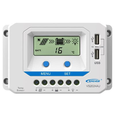 

ViewStar-AU Series 10-60A PWM Solar Charge Controller for 12V24V36V48V Solar Panel System LCD Display Negative Grounded Solar