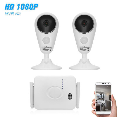 

4CH Wifi Mini NVR Kit Video Surveillance TF Card Record with 2PCS 1080P Wireless IP Camera Set Audio PIR Motion Detection Indoor B