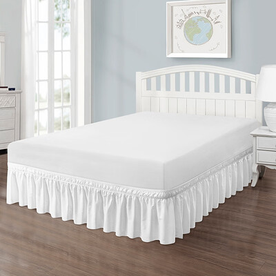 

SUPIN Three Fabric Wrap Around Bed Skirts Elastic Dust Ruffles Easy on Easy off Dust ruffled bed Skirts 14 inch Drop 7705