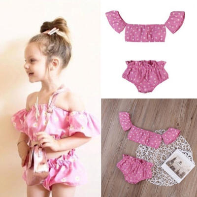 

2PCS Toddler Baby Kids Girls Floral Print TopsShort Pants Outfits Clothes Set