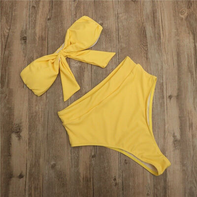 

Women High Waist Padded Bra Bikini Swimsuit Bandage Push-up Swimwear Set Bathing