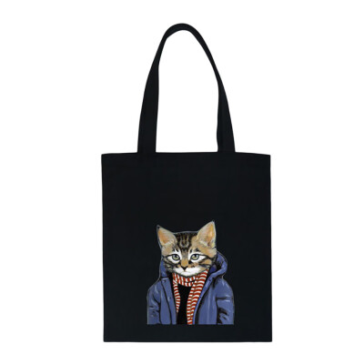 

Tailored Fashion Women Canvas Printing Cute Cat Shoulder Bags Large Capacity Shopping Bag