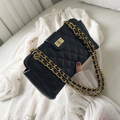 

Internet celebrity foreign air small bag womens bag new 2019 summer small fresh rhomboid chain small square bag lock buckle obliq