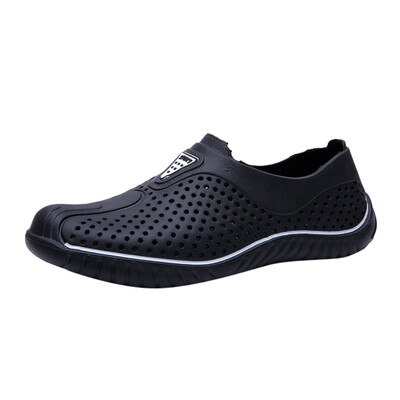 

men shoes 2019 summer solid color Mens Fashion Casual Hollow Out Breathable Slip On Sport soft Outdoor Rubber Beach Shoes