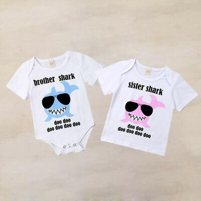 

Newborn Kids Baby Little Brother Big Sister Family Matching Cartoon Romper T-shirt Outfits Set