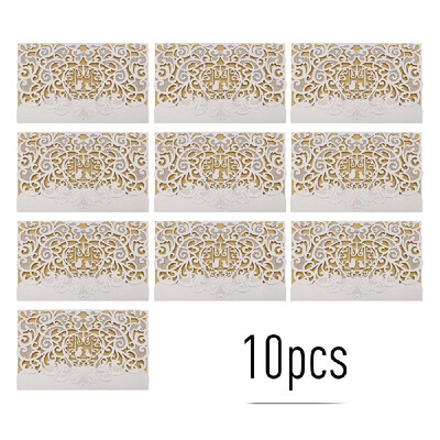

10pcs Pearl Paper Floral Invitation Card Sets with Blank Inner Sheets for Wedding Birthday Party Anniversary
