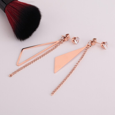 

Simple geometric triangle stud earrings female Korean temperament long stick earrings asymmetric ear jewelry