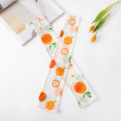 

New digital printing sunscreen grid ice silk sleeves female cartoon outdoor riding travel ice sleeve women factory wholesale