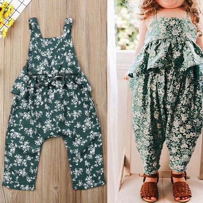 

Toddler Baby Girls Summer Floral Ruffle Jumpsuit Romper Bowknot Outfits Clothes