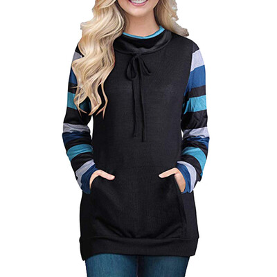 

Starmoon Womens Long Sleeve Round Neck Patchwork Casual Shirt Tops With Pocket