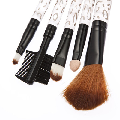 

5 PCS New Makeup Professional Brush Cosmetic Brushes Set Leopard Tool
