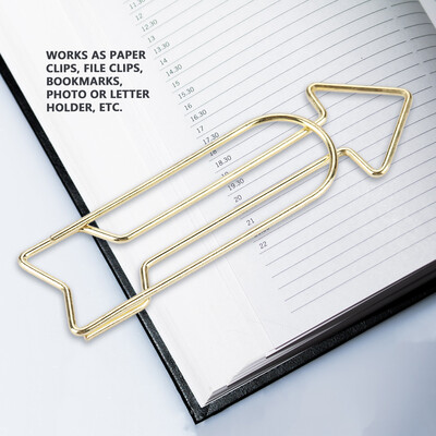 

Greensen 12pcs Gold Electroplating Metal Arrow Shaped Paper Clip Funny Stationery Bookmark Marking Clip