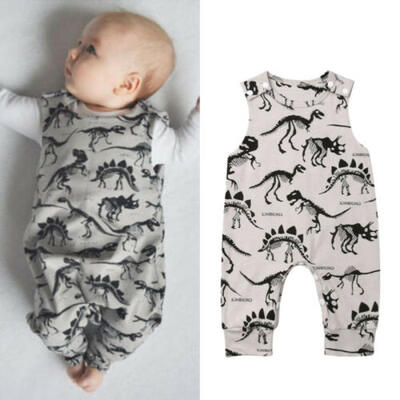 

US Infant Baby Boy Dinosaur Sleeveless Romper Jumpsuit Bodysuit Casual Clothes