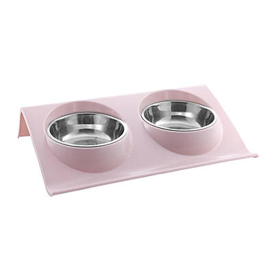 

Stainless Steel Dual Port Pet Feeding Bowl Dog Cat Water Food Dish Feeder