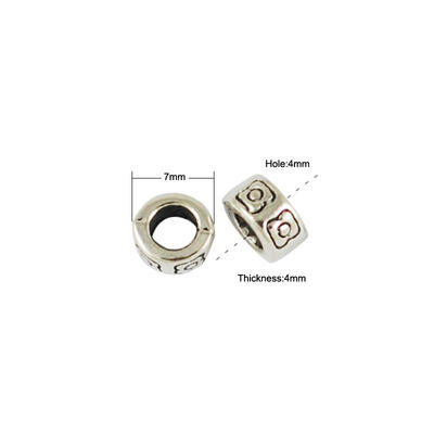 

Tibetan Style European Beads Lead Free Column Antique Silver 7x4mm Hole 4mm