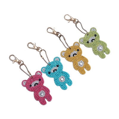 

3pcsset Keychain DIY Full Drill Diamond Painting Cartoon Emotion Cute Animals Love Heart Key Ring Diamond Painting Cross Stitch