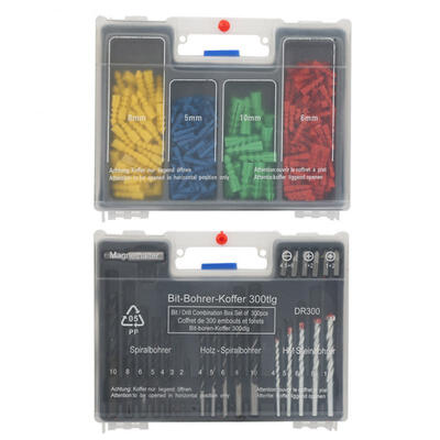 

Greensen 300PCS Metal Wood Masonry Screwdriver Twist Drill Bit Set Wall Plug