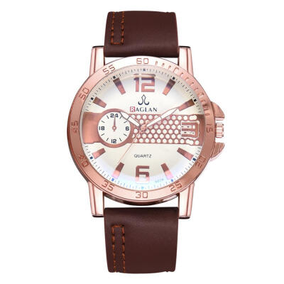 

Rose Gold Men PU Leather Watches Quartz Digital Analog Casual Wristwatch