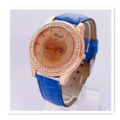 

Fashion trend diamond leather belt watch female Korean version of the owl dial ladies fashion watch quartz female watch