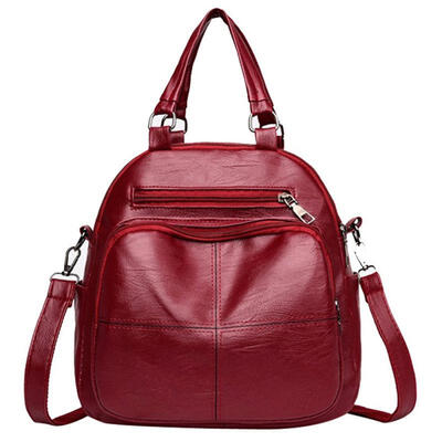 

27 X 27 X 15cm Womens PU Backpack Convertible Solid Leather Shoulder Bag