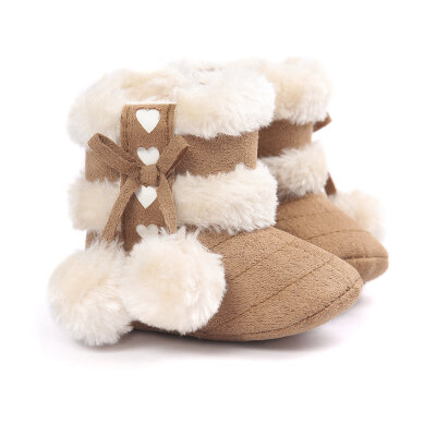 

2018 New Fashion Winter Baby Boots Soft Plush Ball Booties for Infant girls Anti Slip Snow Boot keep Warm Cute Crib shoes