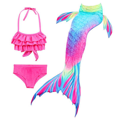 

Girls Gradient Color Fish Tails Swimsuit Bikini Sets Beach Cosplay Costume