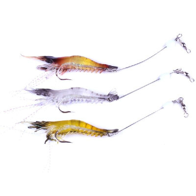 

HENG JIA 3pcs Simulated Fluorescence Noctilucence Fishing Lures Multicolor Shrimp Soft Lure with Single Hook Tools of Angling