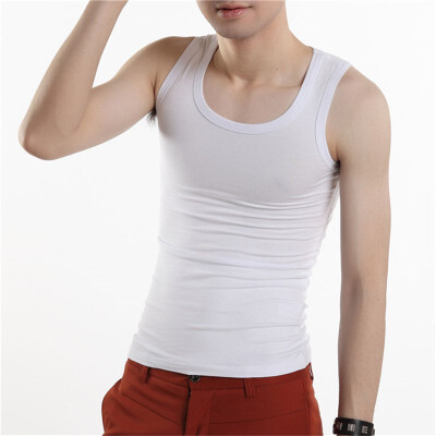 

Mens tight sweat vest wide back fashion Korean mens cotton sleeveless shirt