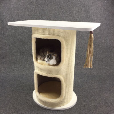 

Pet Cat Tree Climbing Tower Playing Toy Scratch Post Double Hole Sisal Barrel