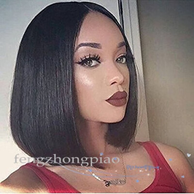 

FZP Cheap Medium Part Wig BOB Hair Short Wigs Peruvian Full Hair Glueless  Lace Wig African American -Black Wig