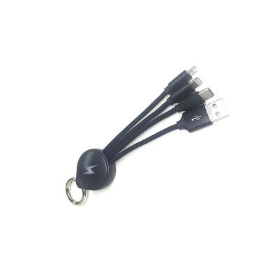 

3-in-1 Charge Cable Retractable Short Type C Micro USB Lightning Charging Cord