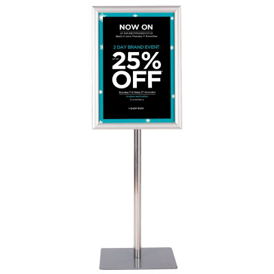 

11" x 17" Adjustable Aluminum Pedestal Poster Graphics Stand Holder-Silver