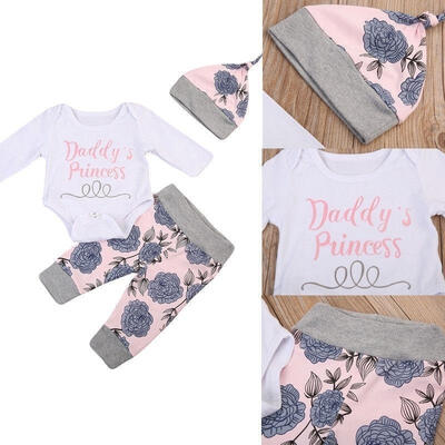 

3x Newborn Infant Baby Boy Girl Outfits Clothes Set Bodysuit Pants Leggings Hat