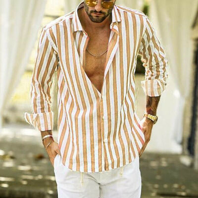 

Men Cotton Linen Long Sleeve Summer Solid Shirt Casual Loose Dress Comfy Top