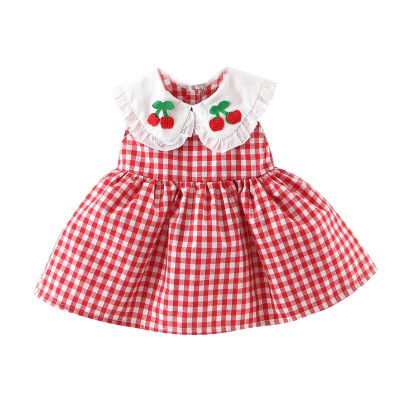 

Cuteborn Infant Baby Girls Dress Kids Sweet Plaid Print Sleeveless One pieces Dress Toddler Plaid Princess Clothes