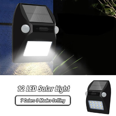 

12 LED Solar Light with Wide Lighting Area Outdoor Dual-Headed Motion Sensor Waterproof Security Wall Light with 7 Colors 3 Modes