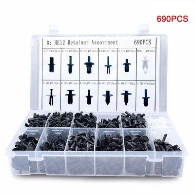 

690PCS Assorted Auto Body Push Retainer Pin Rivet Fasteners Trim Moulding Clip Auto Assembly Expansion Screws Kit