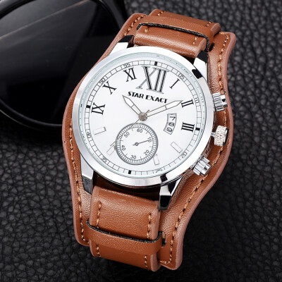 

Gobestart Luxury Date Sports Military Clock Leather Strap Quartz Business Mens Watch