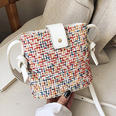 

Womens bag 2019 new autumn Korean leisure shoulder slung bag fashion wool Joker bucket bag